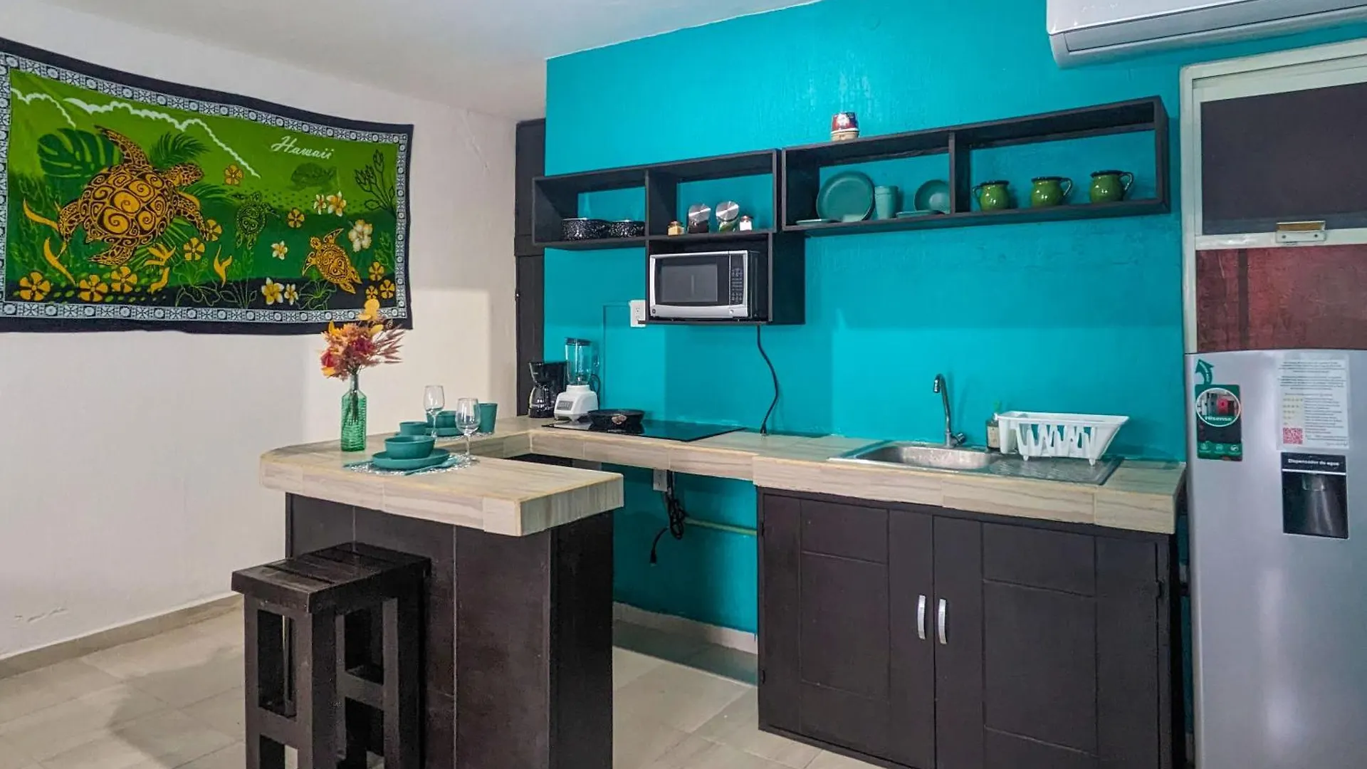 A5 Beachside Bliss Family Hawaiian Themed Quad Studio Kitchen Ac Playa del Carmen 0*,