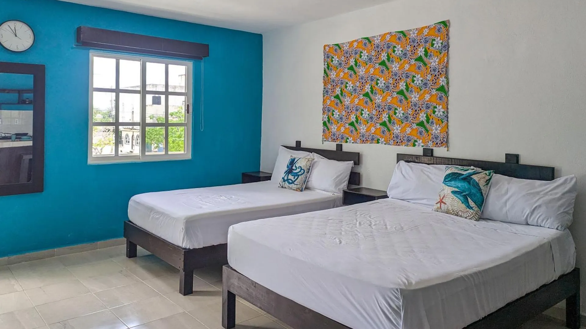 Apartment A5 Beachside Bliss Family Hawaiian Themed Quad Studio Kitchen Ac Playa del Carmen Mexico